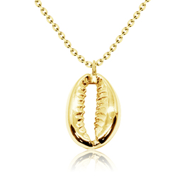 Gold Plated Shellfish Design Silver Necklaces SPE-3531-GP